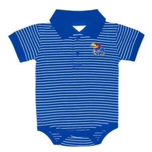 Kansas Jayhawks Baby Blue Stripe Jersey Golf Short Sleeve One Piece Polo 12M